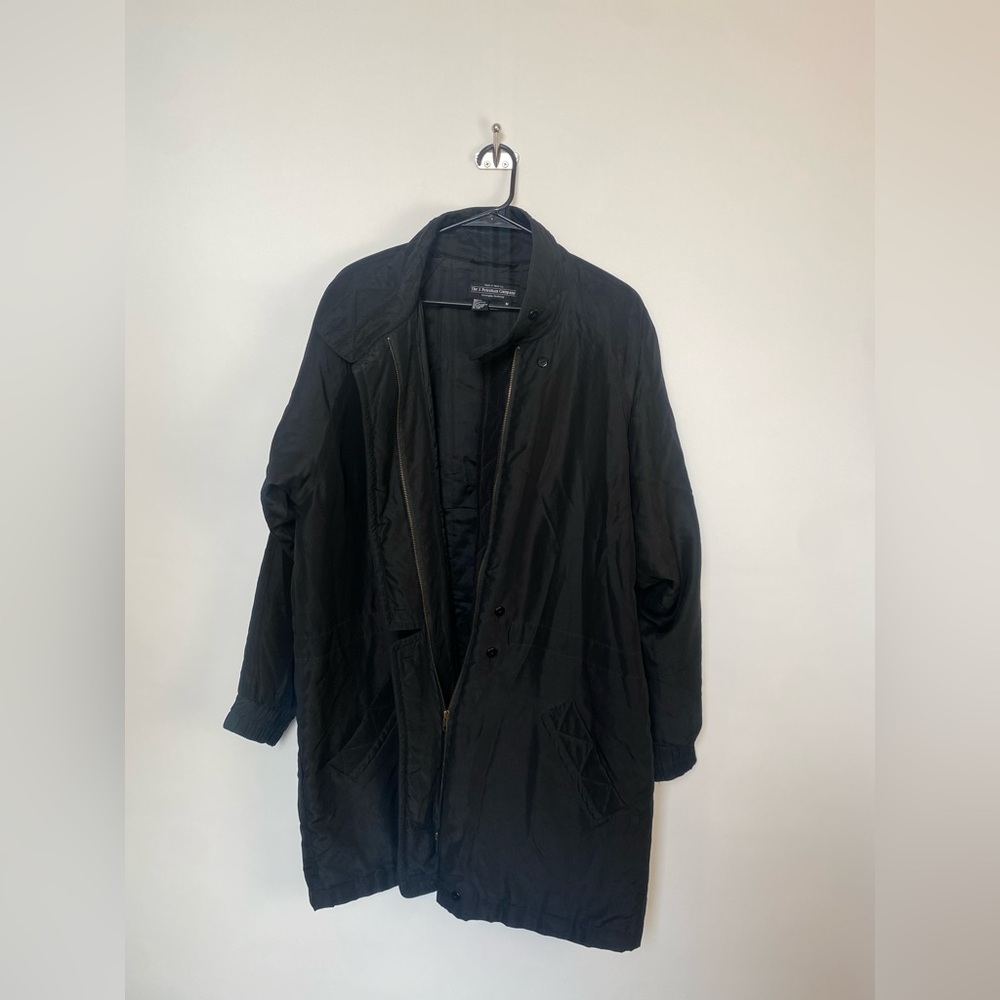 J. Peterman Silk Oversized Overcoat Size Medium Black - Picture 10 of 10